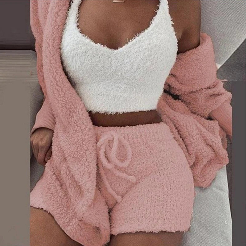 3 Piece Women's Velvet Crop
