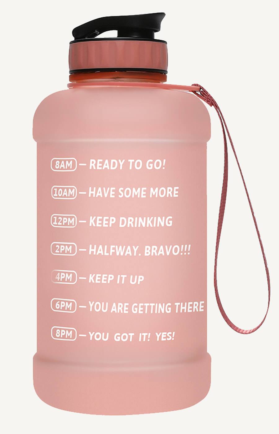 64oz Water Bottle with Straw & Time Marker, Wide Mouth Leakproof BPA Free